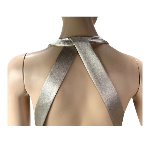 Jenny Yoo Satin Halter Bridesmaid Event Evening Dress Gown Sz 0 Champagne - Picture 8 of 11